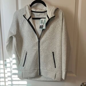 DSG Light Gray Hoodie with Black Zipper kids L
